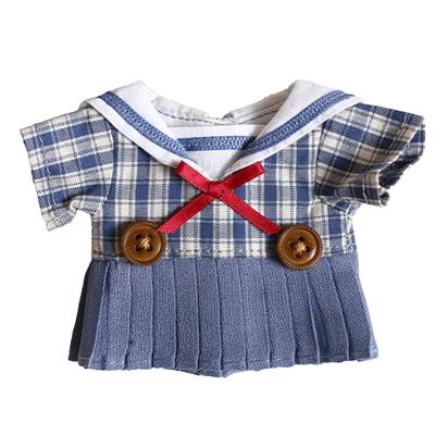 Kostkované námořnické šaty, Modrá, Plyšová hračka 10 cm, Kigurumi, Doplňky, Otaku, Panenka, Maskot, Kpopdoll, Kostým [Použité]