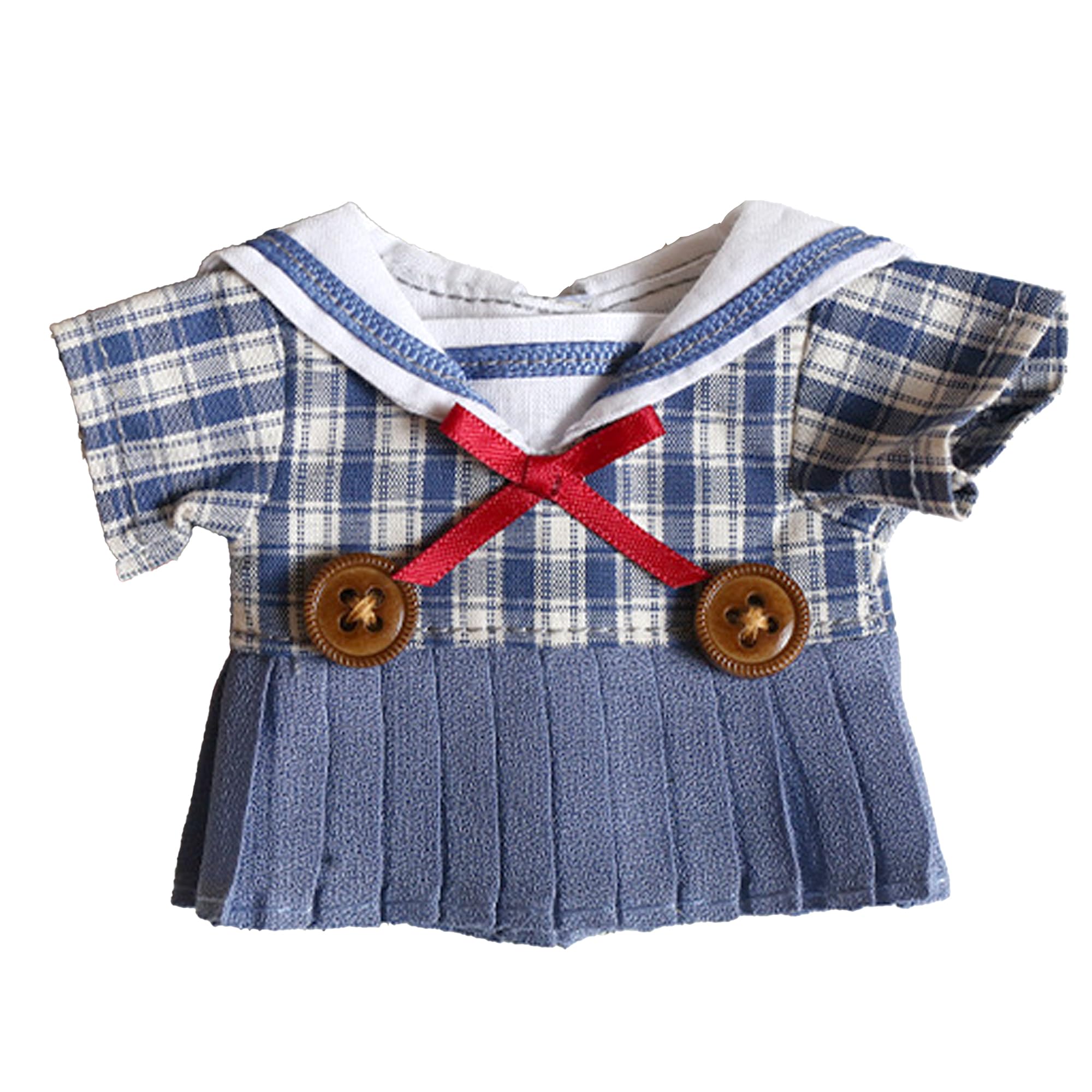 Checkered Sailor Dress, Blue, 10cm Plush Toy, Kigurumi, Accessories, Otaku, Doll, Mascot, Kpopdoll, Costume [Used]