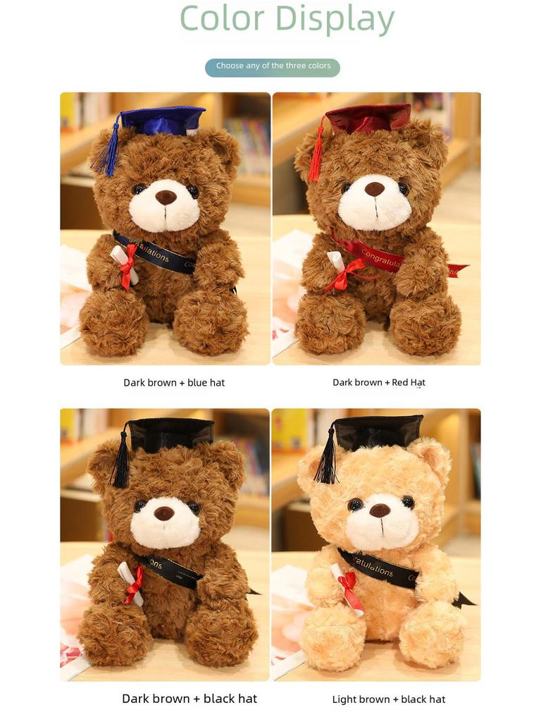 Graduation Bear Plush Doll with Doctoral Hat – Commemorative Bachelor Gift