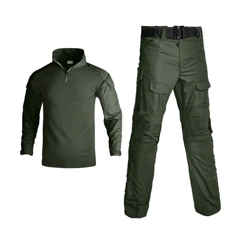 Costumes Verts Uniforme d'Extérieur Vêtements pour Hommes Survêtement Chemises Pantalons Cargo Paintball Ensembles pour Hommes Résistant à l'Usure