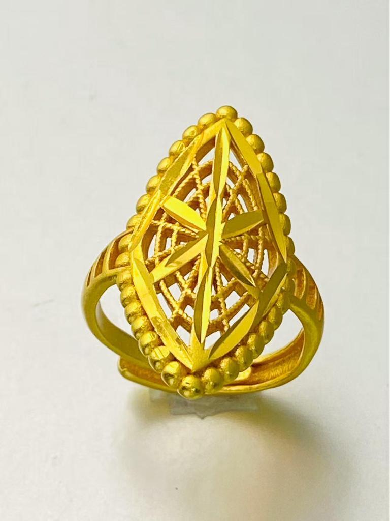 24K Gold Plated Adjustable Brass Ring - Personalized High-End Design