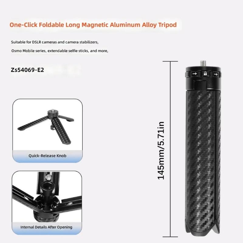 Compactly Aluminum Mini Tripod With Magnetic Base For Smartphones Cameras Action Cameras Stable Desktop Stand 2.5kg Load