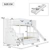 Bunk Bed, Children's Bed With Window, With Kids' Slide, Drawers with Wheels, Stairs with Handrail, With 4 Lockers In Stairs, Pine+MDF, White, 90x200