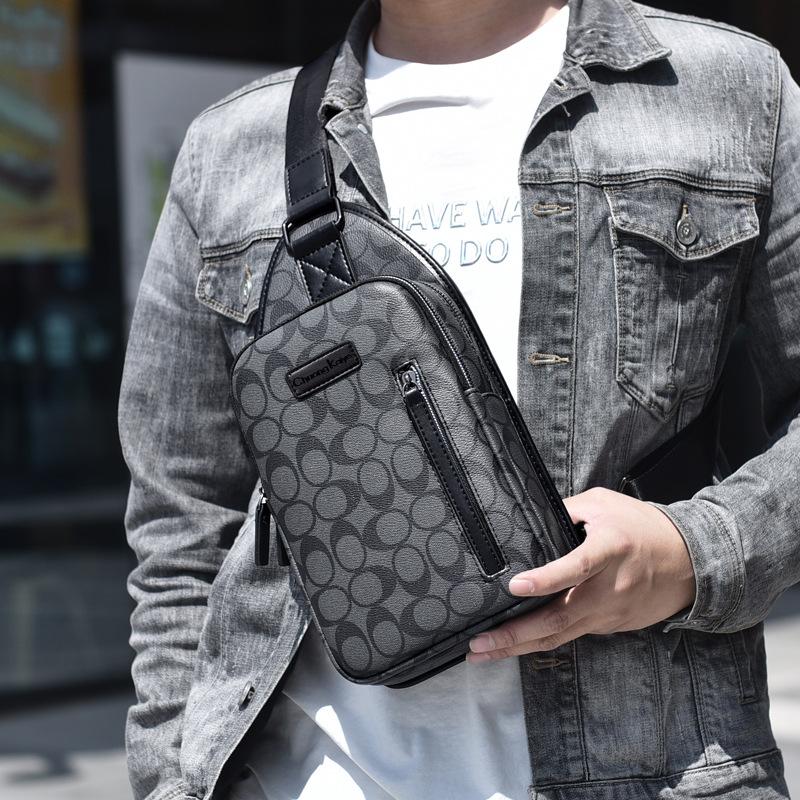 ChuongKaiye genuine breast bag men's business messenger bag trendy shoulder bag large capacity casual satchel plaid