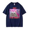 Exist In This Economy Graphic T Shirt Funny Sad Cat Meme Tshirts Men Women Clothing High Quality Comfort 100 Cotton Tshirt