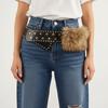 Wide Leather Fur Belt Rivet Y2K Waistband Fashion Punk Style Belt  Women