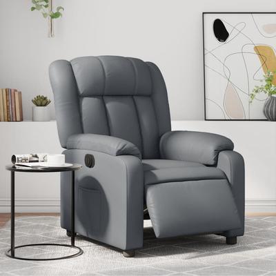 Vidaxl Electric Recliner Armchair, Grey, Upholstered with Faux Leather