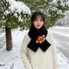 Women's Korean Style Faux Rabbit Fur Scarf - Thick, Warm, Plush Neck Warmer for Autumn/Winter 2024 - Versatile Student Accessory