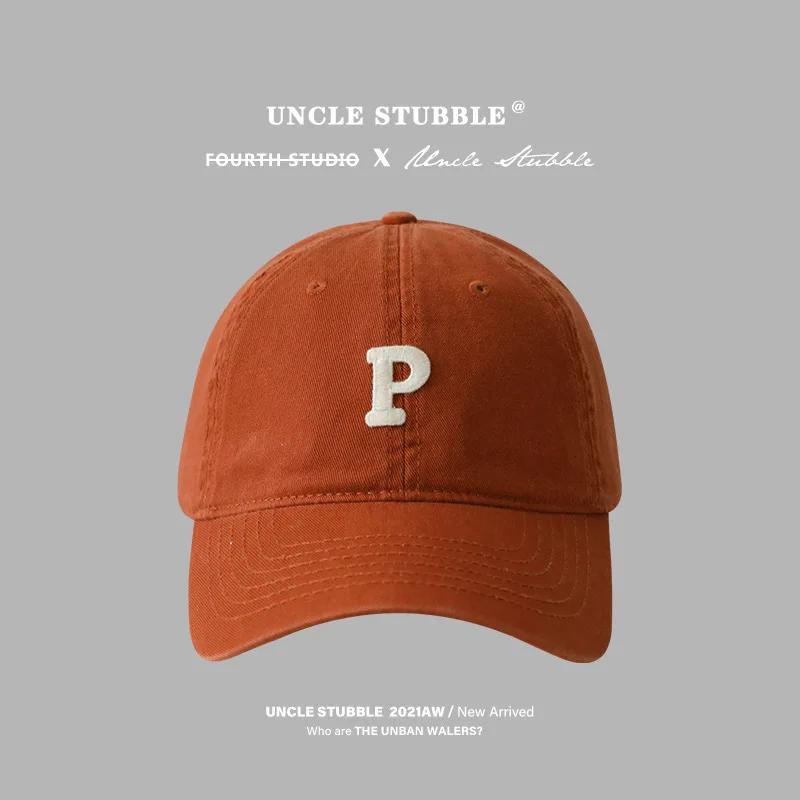 Letter P Embroidered hats Baseball Caps for Men and Woman's Adjustable Casual Cotton Sun Hats  Solid Color Visor Hats