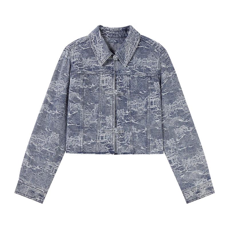 Qiu Shui Yi Ren Women's New Chinese Style Denim Jacket