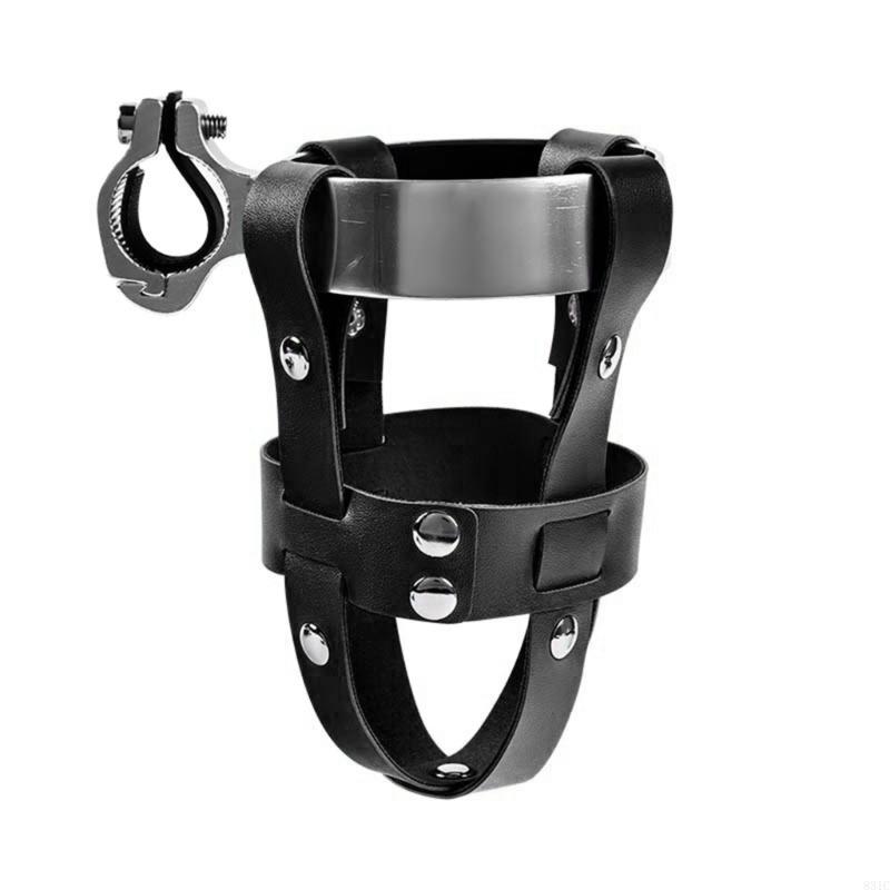 831C Vintage Leather Road Bike Handlebar Cup Holder Cycling Beverage Pouches Road Bike Drink Holder Water Bottles Cage Rack