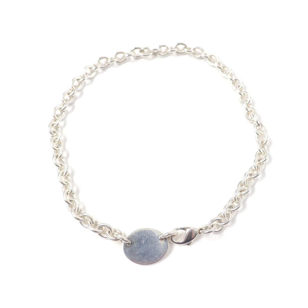 Very Good TIFFANY&Co. choker Oval tag Necklace Silver SV925 Women Used