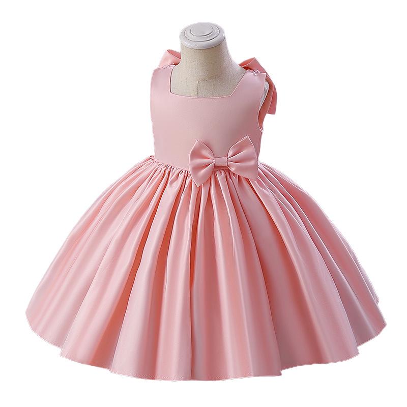 European & American Baby Girl's Satin Birthday & Flower Girl Dress with Big Bow