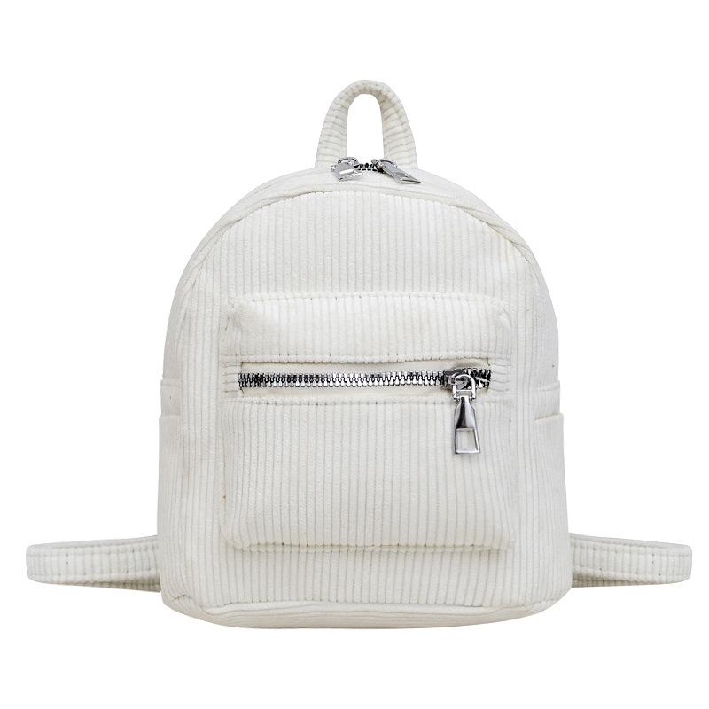 Retro Velvet Backpack Corduroy Small Backpack New Women's Bag Version Simple Casual Girl Small Schoolbag Woman