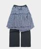 SOME PLACE Asymmetrical Check Layered Midi Wrap Skirt & Training Pants Setup [Charcoal]