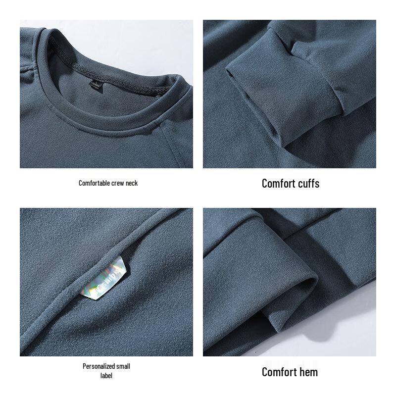 JEANSWEST Men's Solid Color Thermal Pullover Sweatshirt