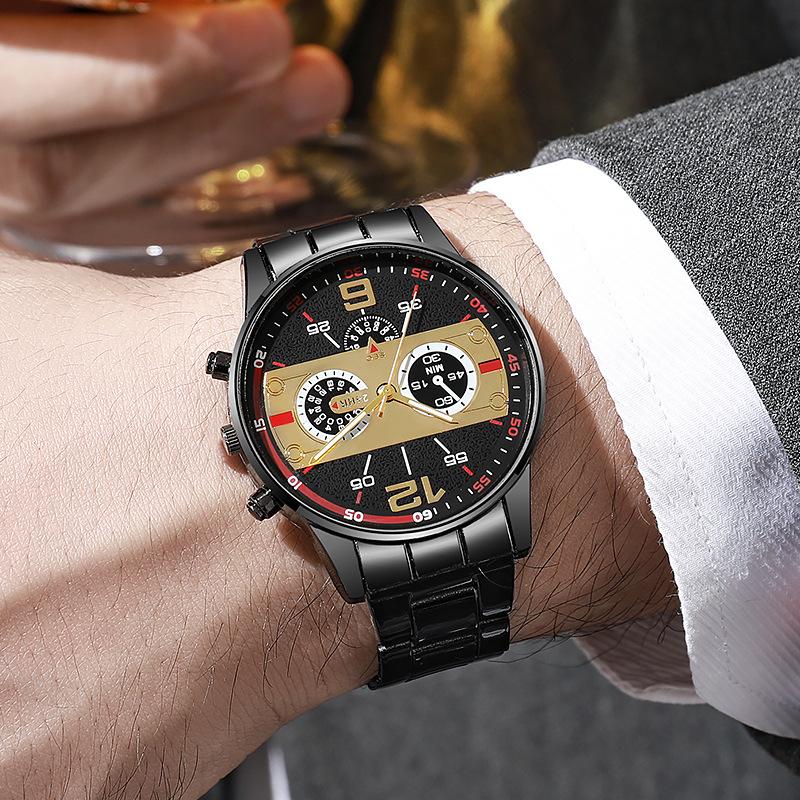 Steel Belt Watch Men'S Fashion Business Quartz Pointer Watch Personality Versatile Hand