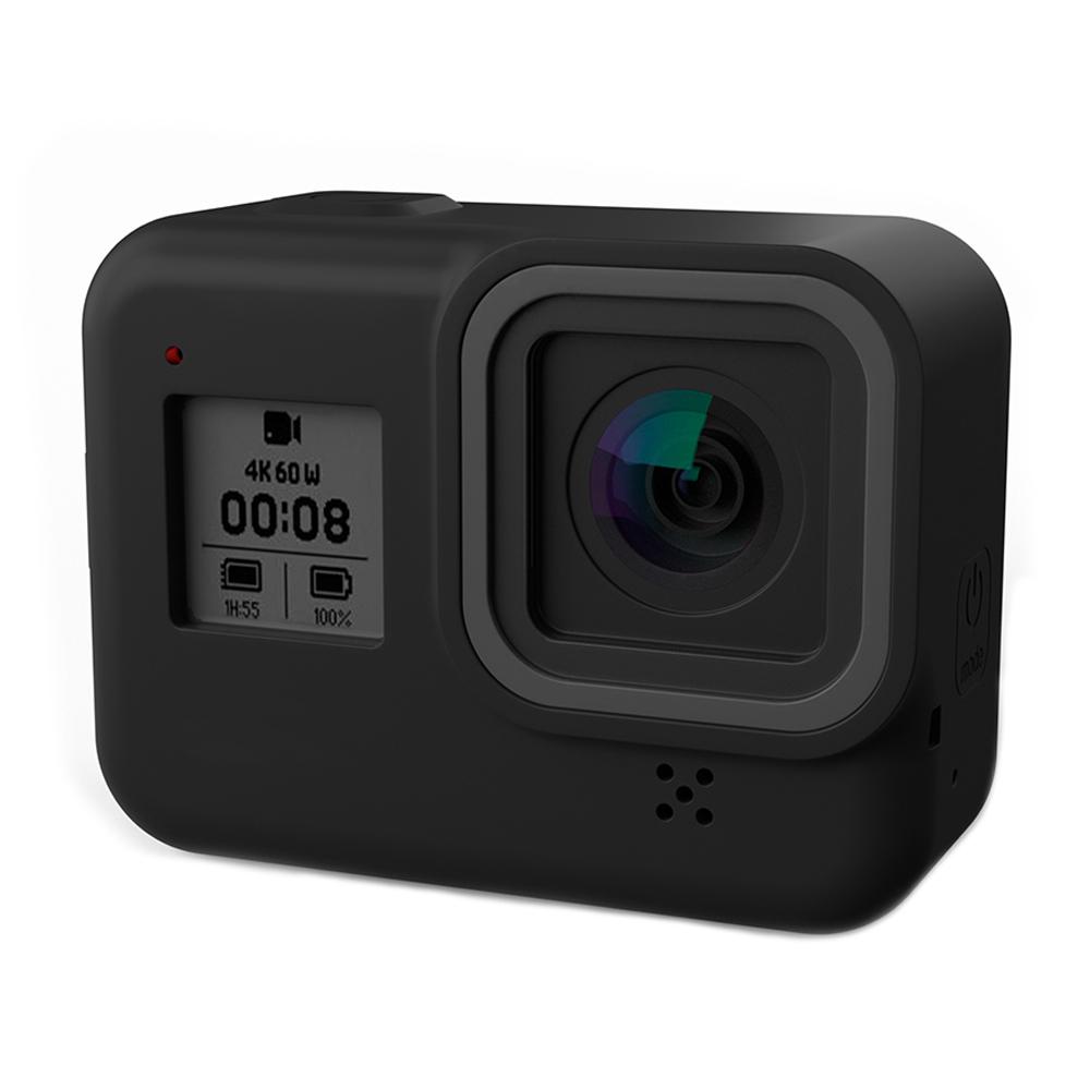 Silicone Case for GoPro Hero 8 Black Tempered Glass Screen Protector Protective Lens Film Housing Cover for Go Pro 8 Accessories