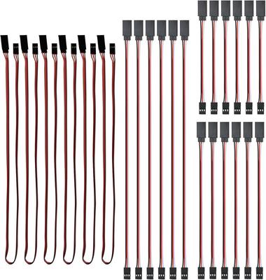 24 Pieces Set of 3 Pin JR Male To Futaba Female Extension Servo Cables – 10/15/30/50 Cm RC Servo Extensions