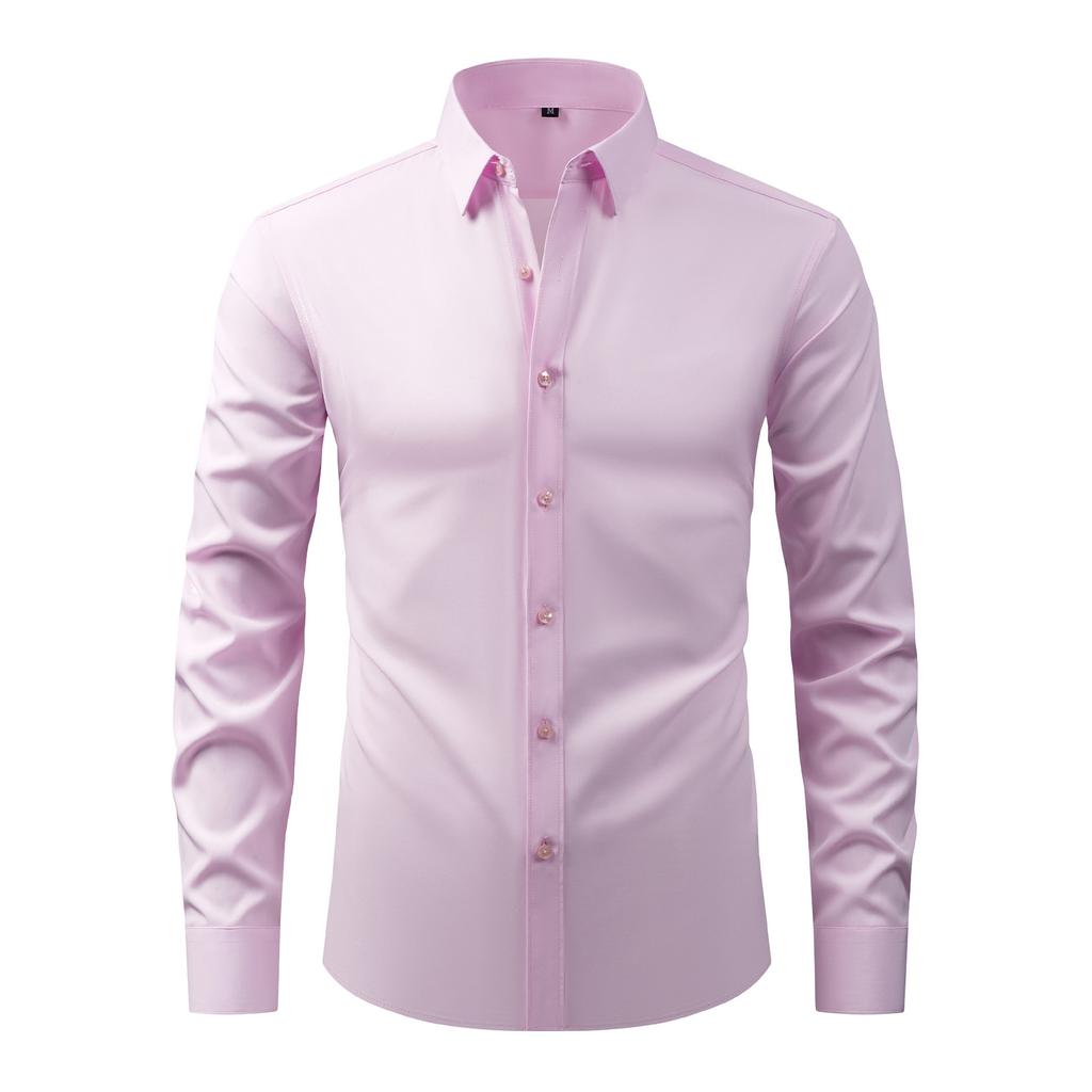 Men 4-Way Stretch Long Sleeve Open Front Shirt, Wrinkle Resistant Thin Business Casual Dress Shirt for Amazon Cross-border