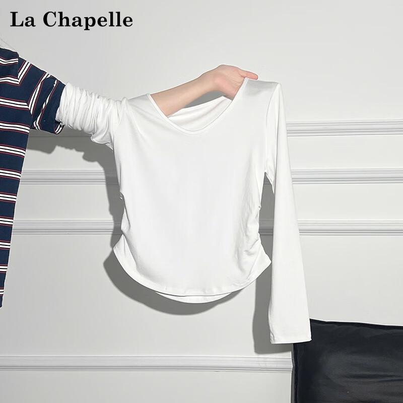 La Chapelle Women's Pleated Waist Long Sleeve T-shirt