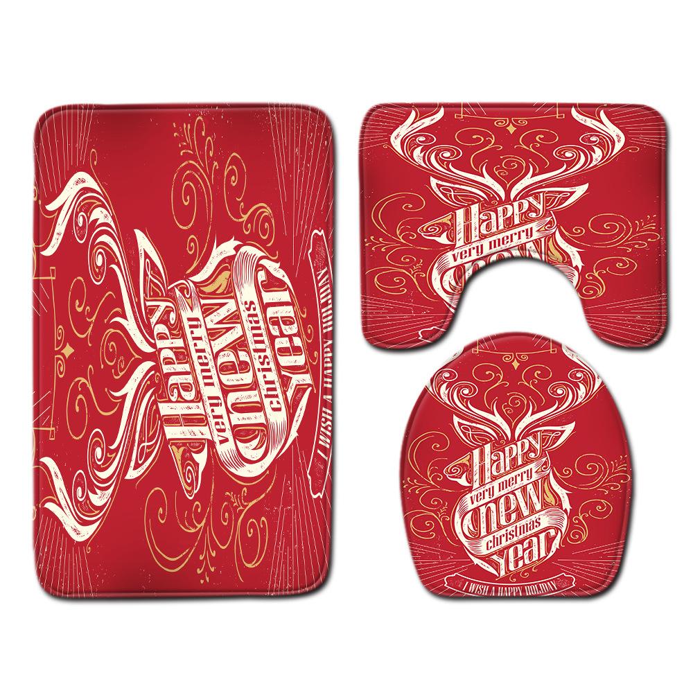 Christmas Bathroom Floor Mat Toilet Three-Piece Set