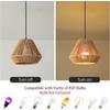 JOYINLED Boho Rattan Chandelier E27 Hand Woven Hemp Rope Hanging Light Vintage Farmhouse Bedroom Living Room Decor Pendant Lamps