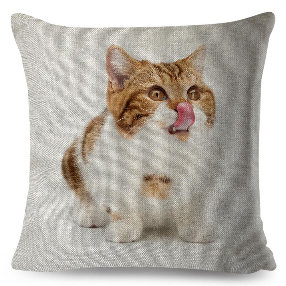 Cute Cat Pillowcase Decor Lovely Pet Animal Print Cojines Cushion Cover Polyester Pillow Case for Home Sofa Children Room 45x45