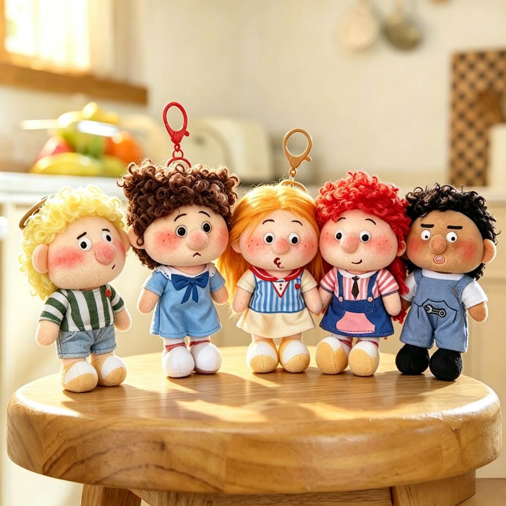 Fluffy Curly Hair Freckled Plush Doll Keychain Cute Fuzzy Pendant Toy Accessory