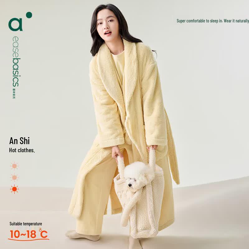 Anzhiban Women s Anti-Static Warm Coral Fleece Robe L