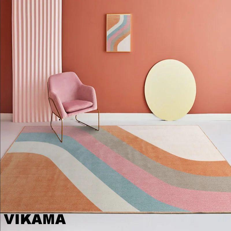 Crystal Velvet Light Luxury Scandinavian Simple Style Living Room Carpet Modern Simple Sofa Coffee Table Rug Bedroom Mat