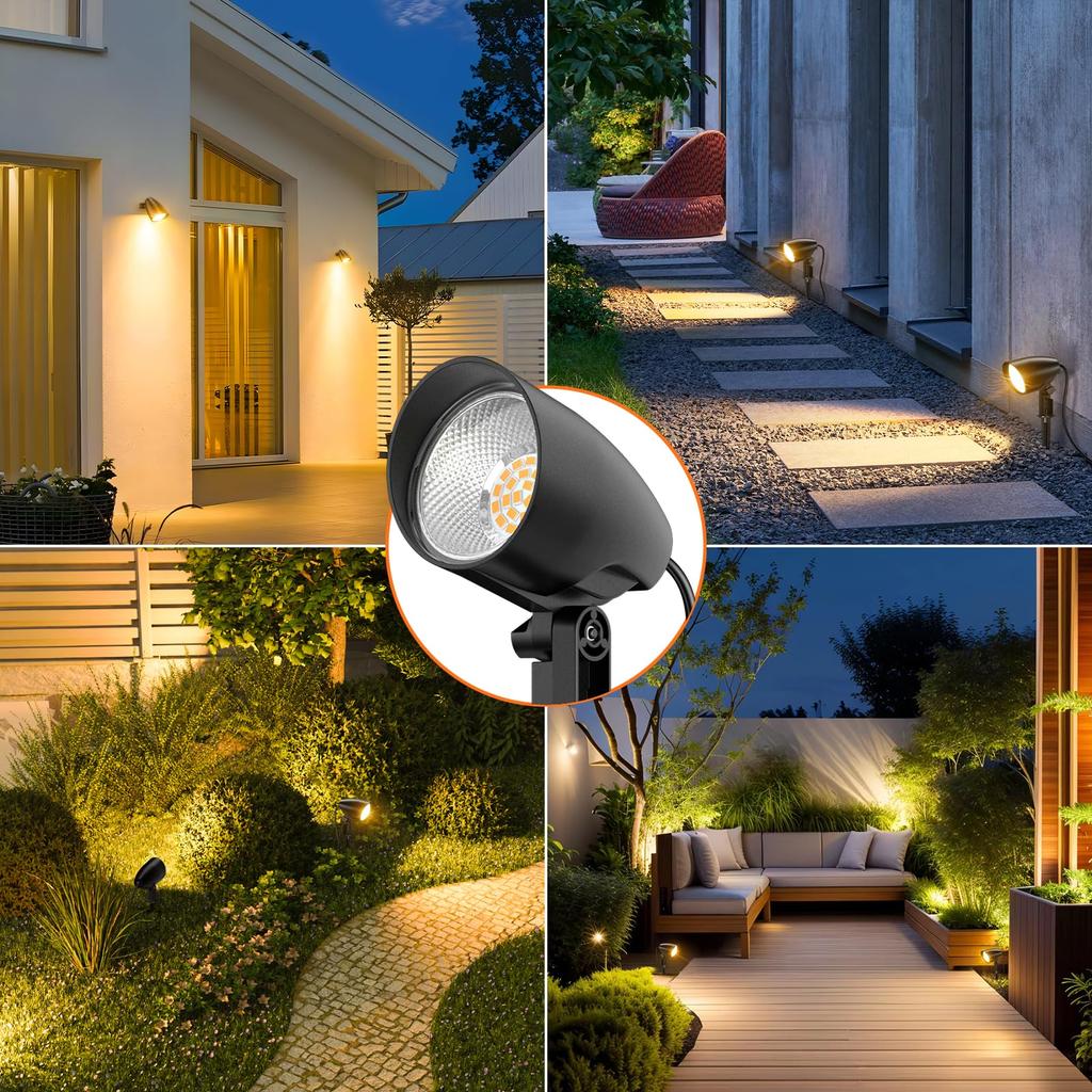 MEIKEE 20W LED Warm IP66 Power Hours of No Wiring for Parking Front of and Plants of All-Aluminum Spotlight, 2000lm, White, Waterproof, 2-Pin/3-Pin