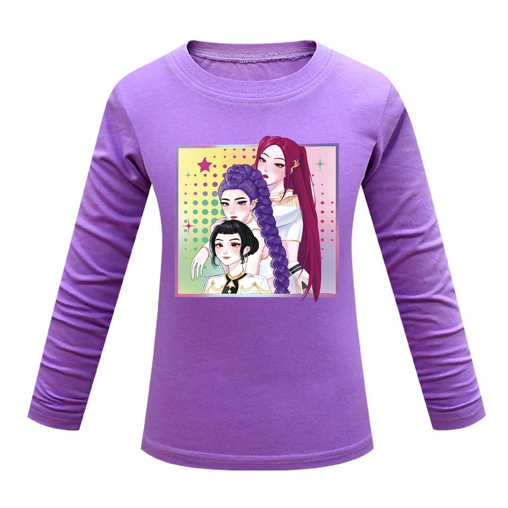 Dětské Dívčí Anime Kreslené K-POP Rumi Zoey Mira Potištěné Ležérní Tričko s Dlouhým Rukávem Top