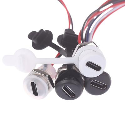 1 Peça Soquete Fêmea Interface de Carregamento Com Fio de Solda Conector USB Tipo-C À Prova D'água Base Fêmea de Compressão Direta