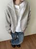 Unisex Striped Velour Hooded Cardigan Sweatshirt, Autumn/Winter, National Trend, Loose Fit, Versatile Zip-Up Jacket