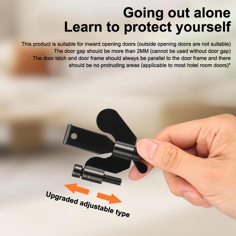 

Portable Door Lock Privacy Extra Security Lock Anti Theft Travel Inside Door Locker For Traveling Home Bedroom Apartmen чорний