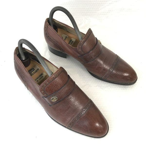 Vintage 90s Made In Japan Hope Deluxe Pebbled Leather Loafer Moccasin Dress Shoes Size 24.0EE Brown(USED)