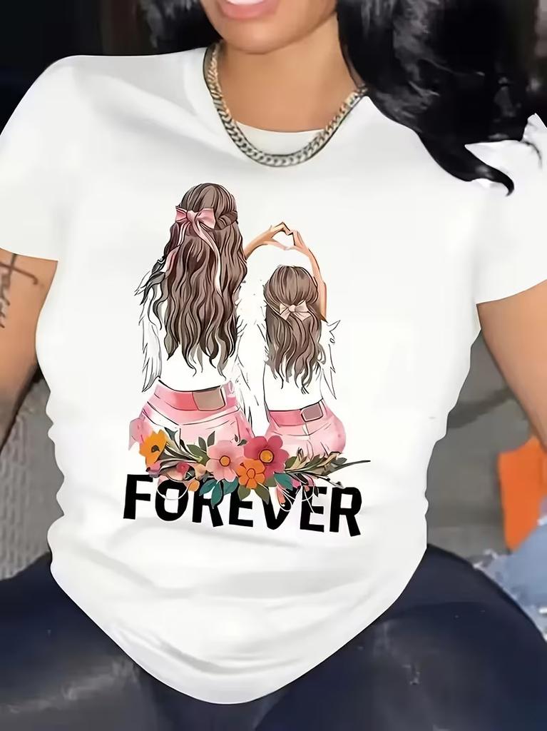 Unisex Mother Daughter Matching Shirts Forever Graphic Tee Set Gift Family Outfit