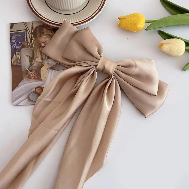 

Solid Soft Satin Large Bow Ribbon Hair Clip For Women Girls Sweet Ornament Headbands Hairpin Barrette Fashion Hair Accessories