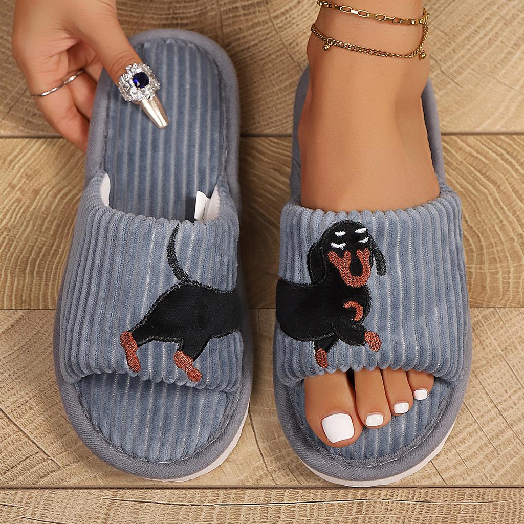 New dachshund home fluffy slippers warm spring and autumn slippers couple summer