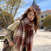White versatile plaid scarf women's winter new imitation cashmere warm high-end shawl cold-proof scarf