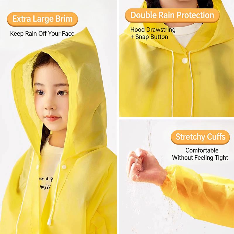 Children EVA Raincoat Disposable Long One Piece Rain Poncho Waterproof Lightweight for Travel Camping School Rainy Days