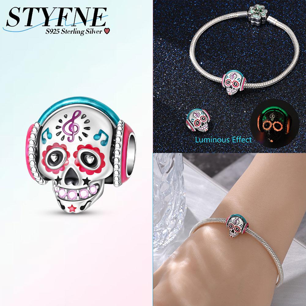 

Music Sugar Skull Trendy Unique Style Charm Original Beads Fit 925 Sterling Silver Charms Bracelet Beads Jewelry Gifts for Women