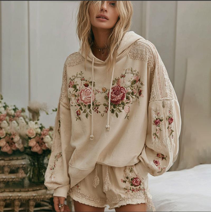 Women's Hooded Long Sleeve Sweatshirt Regular Fit Vintage Style 3D Digital Printed Thick Pullover Hoodie Bohemian Winter Casual Top