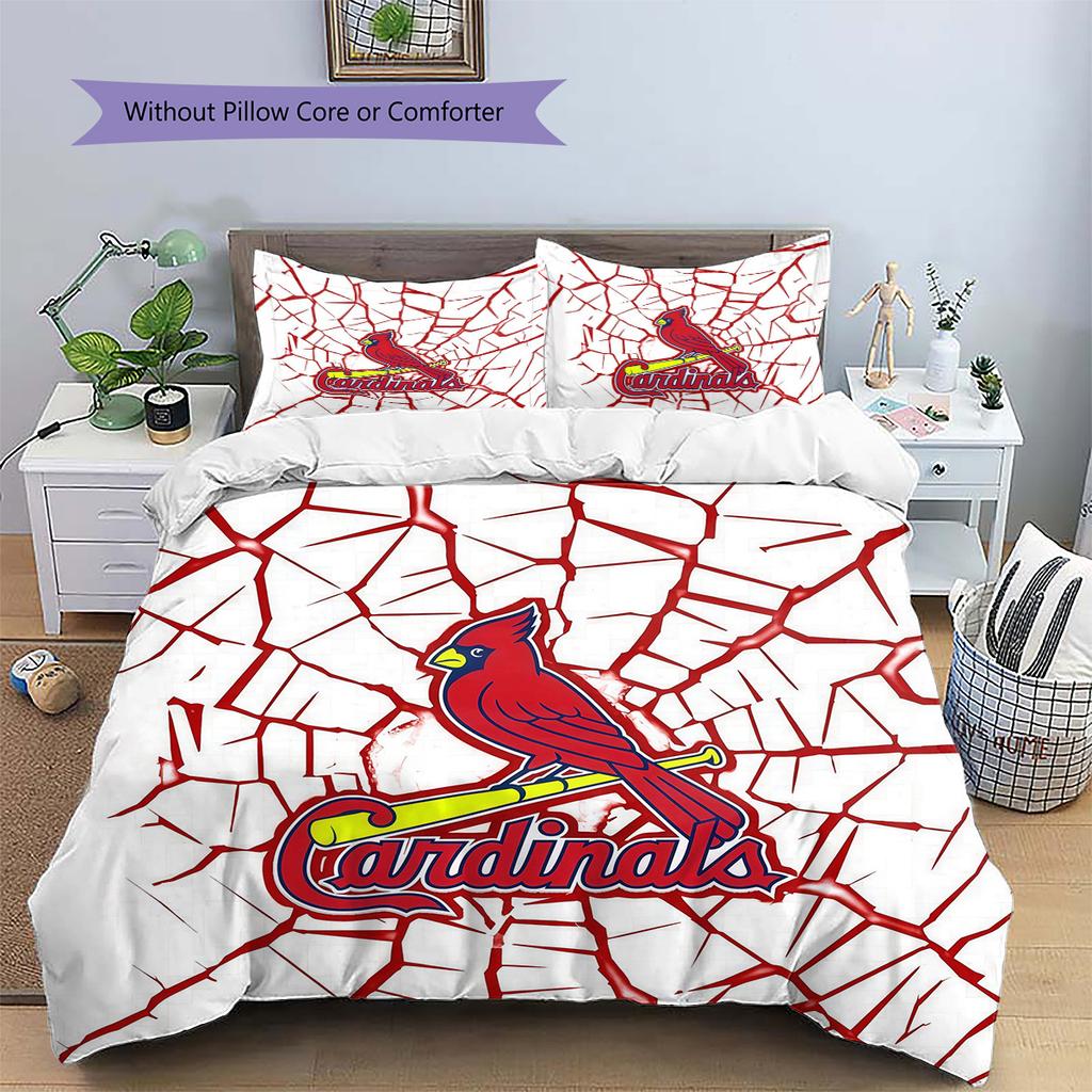 St.Louis Cardinals Pattern Bedding Quilt Set Home Decoration Gift (1 * Duvet Cover + 2 * Pillowcase Without Core)