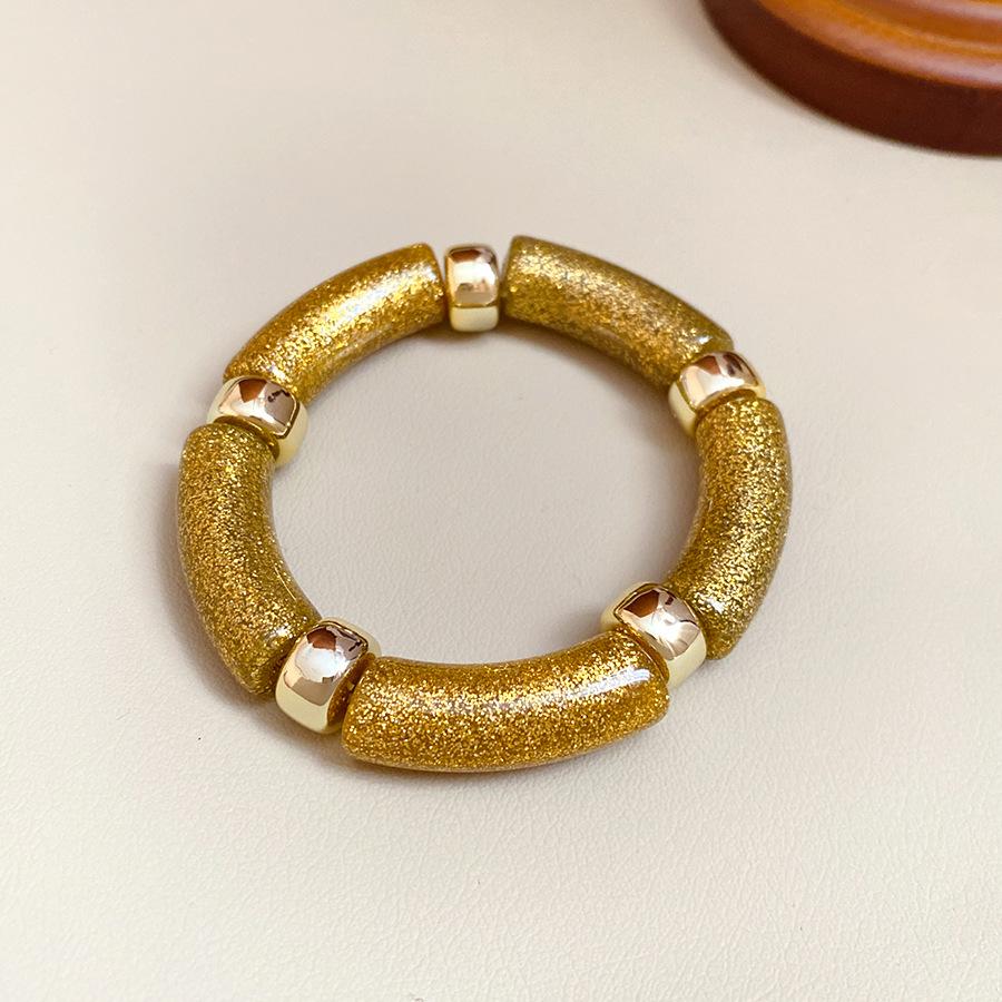 Neue gespleißte Bambusrohr Acryl Runde Armreifen für Damen Herren Mode Smuding Geometrische Armbänder Elastischer Armreif Partner Schmuck X