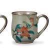 Kutani Ware Iwataya Pair of Mugs with Flower Pattern AP7-0862