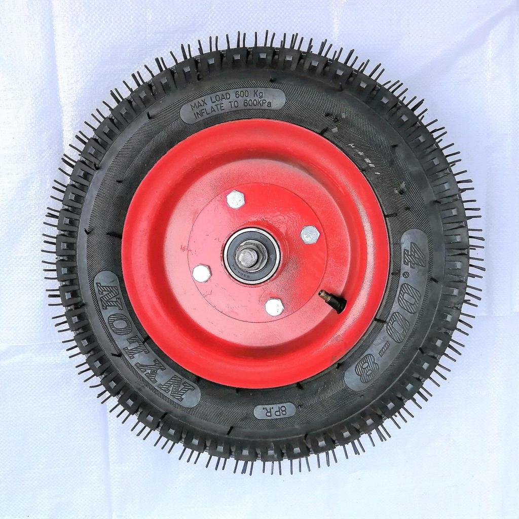 Industrial Inflatable Wheel - 400-8 Universal Wheel for Construction, Wheelbarrow, and Handcart Use