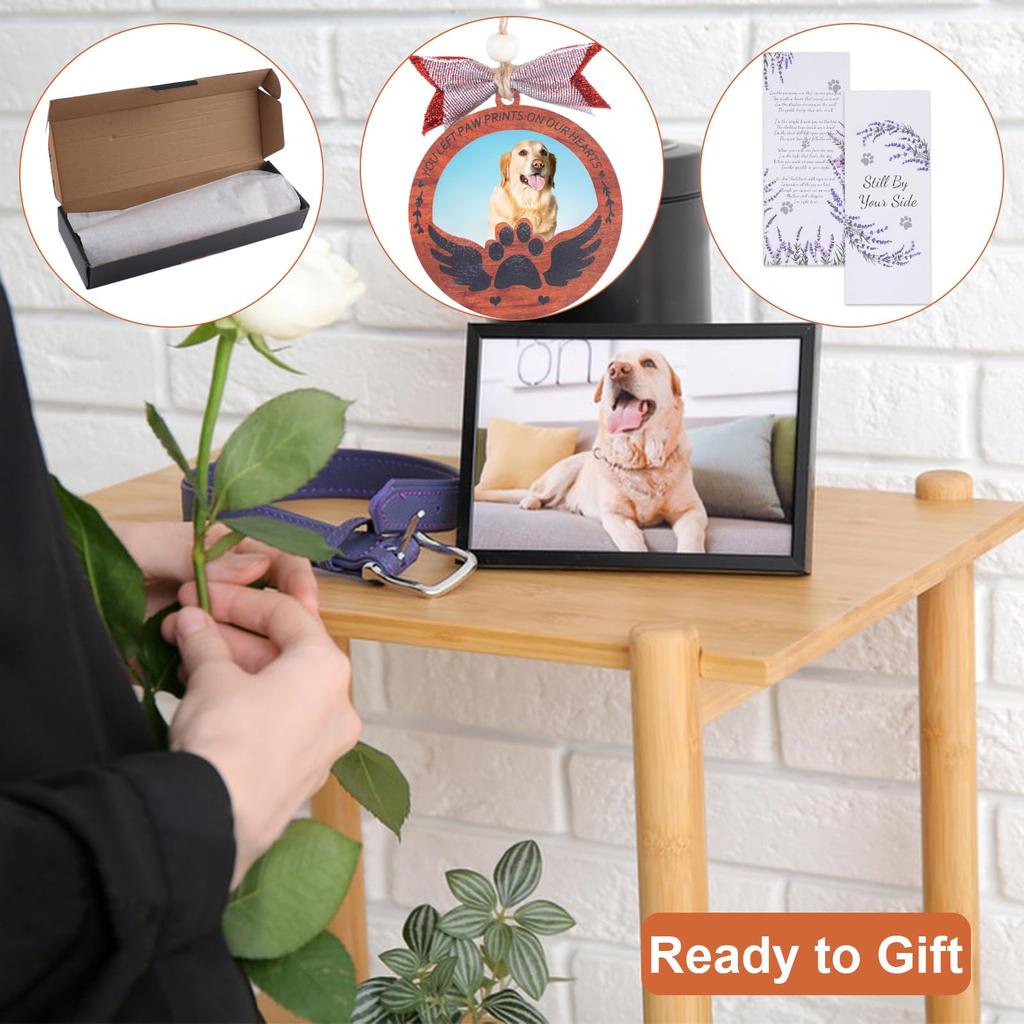 HACRAHO Pet Memorial Wind Dog Memorial Pet Memorial Gift for Memorial Dog Photo Frame and Bracelet for Loss Chime, 26" Gift, Sympathy,