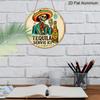 Plat 2D, 1 pièce Rond "Tequila Servie Ici" Panneau Suspendu en Aluminium, Design Squelette Mexicain Sombrero Tequila Vintage, Décoration Murale Métallique Rétro, Parfait pour